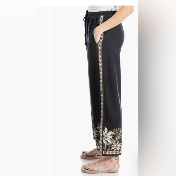 Max Studio Border Print Linen Blend Pants NWT - Picture 3 of 12